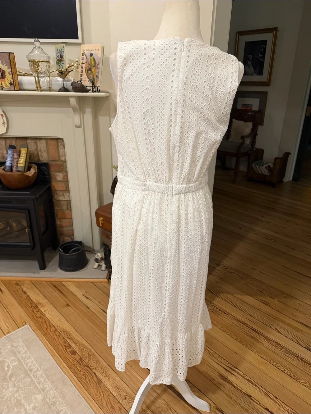 J.Crew Sleeveless White Eyelet Midi Dress . Size 12.